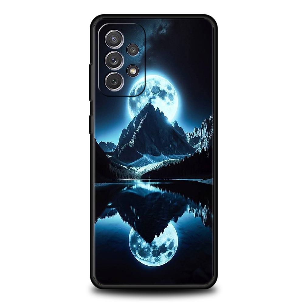 Black Mountain Peak Phone Case for Samsung Galaxy A55 A35 A17 A07 A15 A13 A25 A51 A71 A72 A73 A32 A52 A52S A41 5G Soft TPU Shell