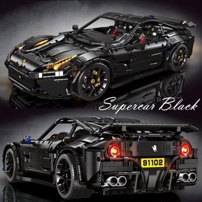 Technisches schwarzes Superauto-Sport-Rennmodell Bausteine Set Champion Speed Assembly Bricks Moc Pädagogisches Kinderspielzeug