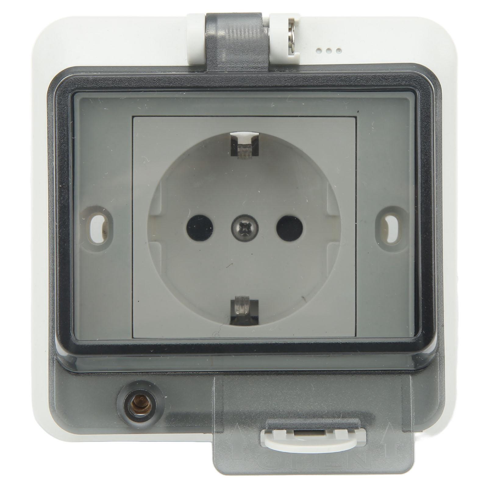 

Standard IP66 Waterproof Wall Outlet Wall Mounted Concealed Plug Adapter Socket with PC Shell 16A