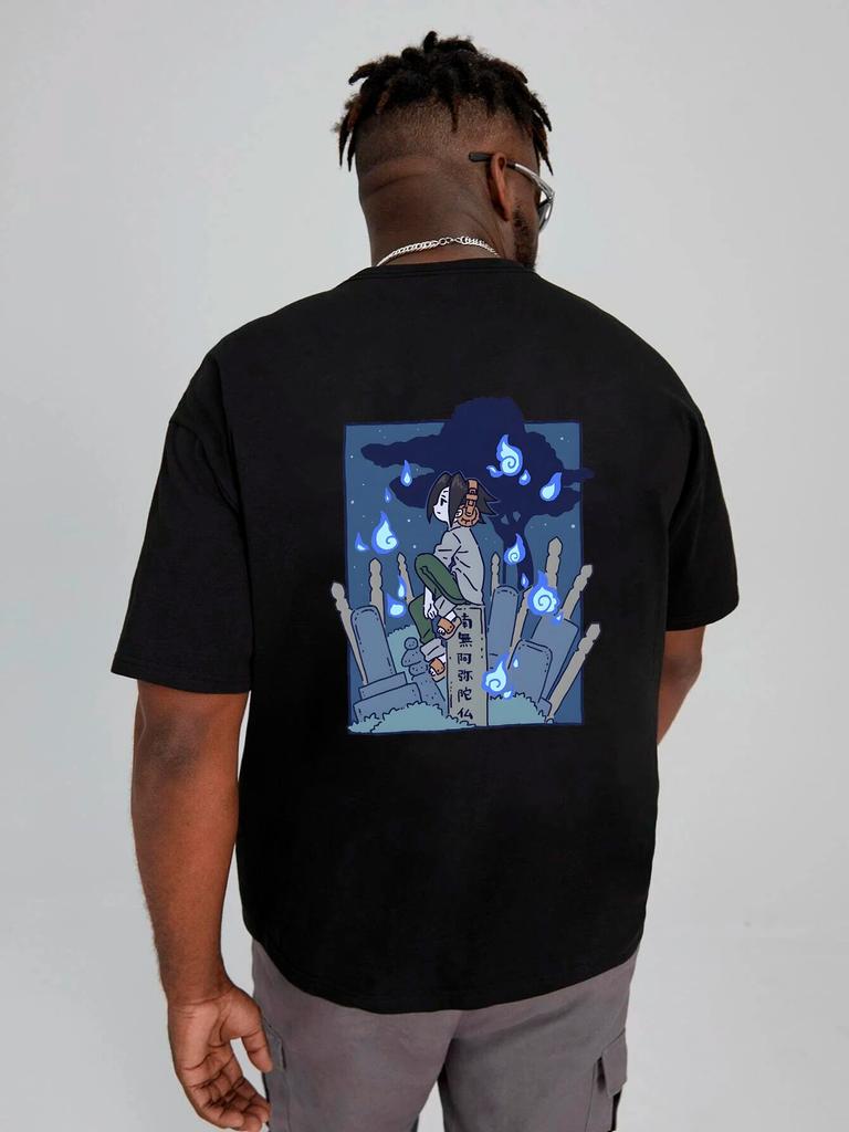 Japanese Cool Boy Cartoon T-shirt for Unisex Gothic Summer Cotton High Street Unisex Tops Short Sleeve Tees Women O-neck T Shirts