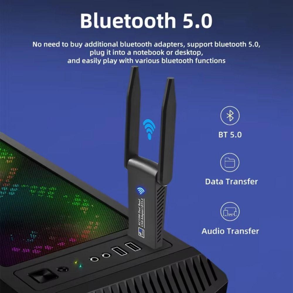 2 Antenna Design 1300Mbps WiFi Dongle Dual Band Wireless Network Card WiFi USB Adapter  Office Use