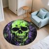 Fire and Smoke Skull  Round Area Rug,Carpet Rug for Living Room Bedroom Sofa Playroom Decor,Non-slip Floor Mat