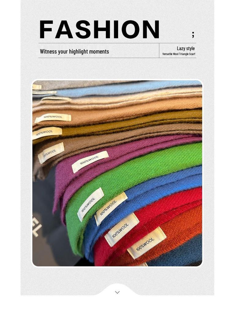 Women's High-End Versatile Triangle Shawl: 100% Australian Merino Wool - Warm, Casual, and Stylish