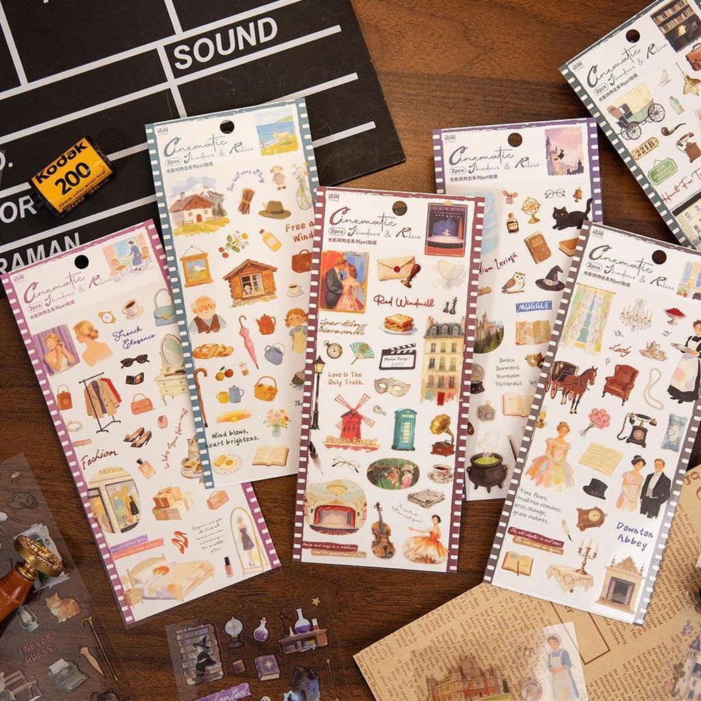 Yu Xian Light and Shadow Landscape Stickers: Creative American Style for Journal DIY & Collage
