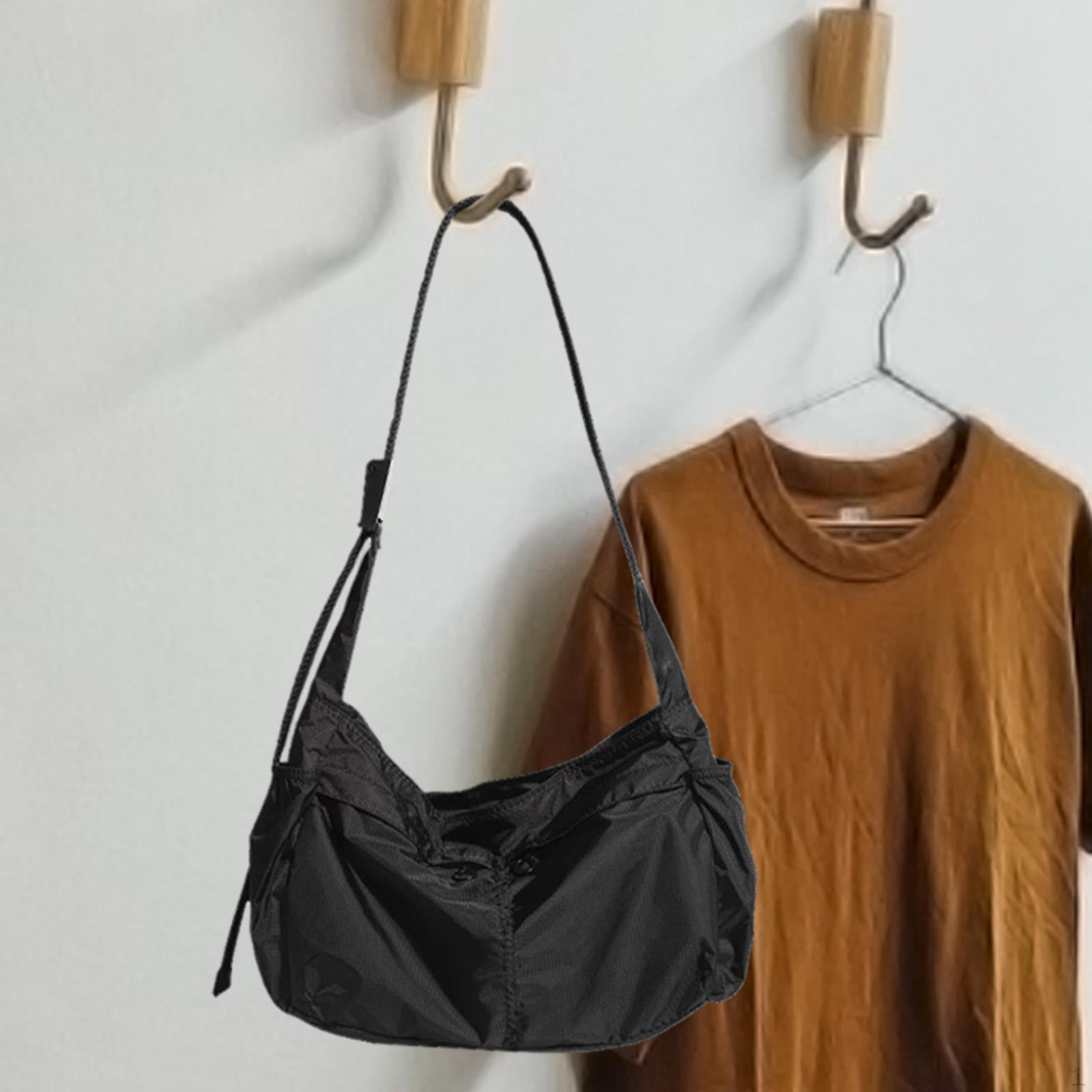 

Сумка через плечо нейлоновый хобо для мужчин работа путешествия спорт утилита чёрный