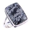 Natural Snowflake Obsidian Gemstone Handmade 925 Sterling Silver Ring S.8 I7z55