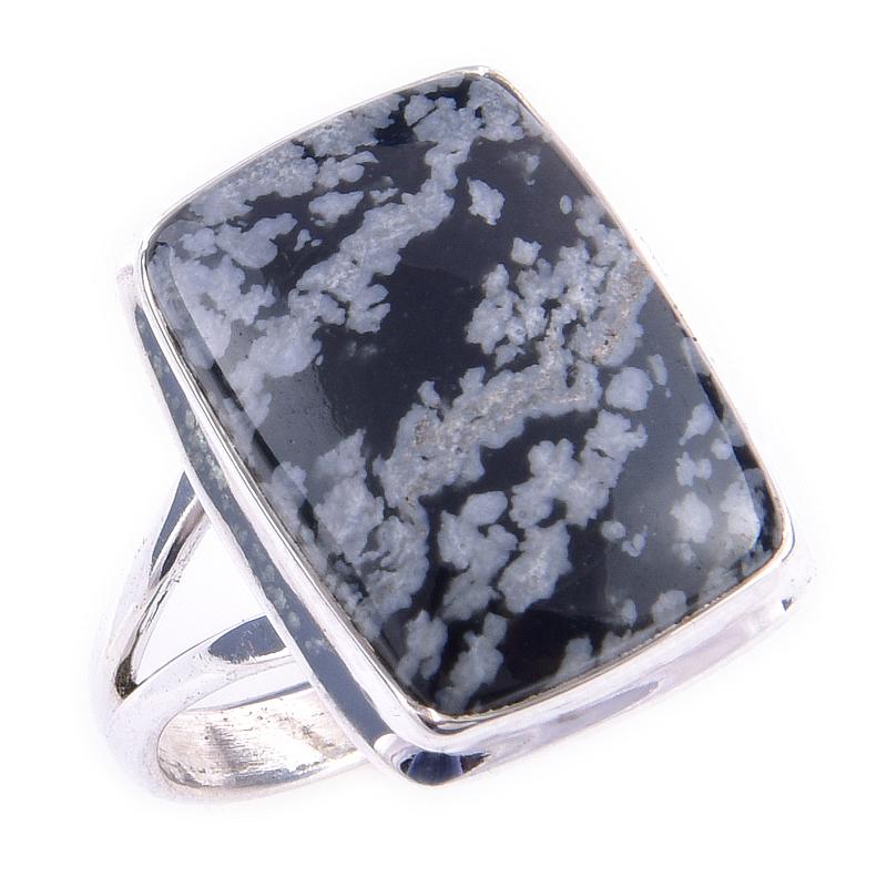 Natural Snowflake Obsidian Gemstone Handmade 925 Sterling Silver Ring S.8 I7z55