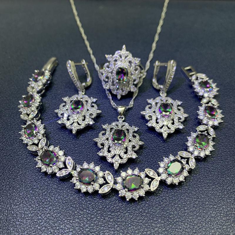 European and N Wind Source Blue Jewelry Inlay Gem Pendant Earrings Necklace and Rings Lady Suit