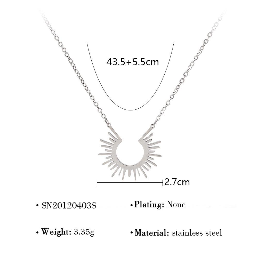 Wind Simple Sunflower Titanium Steel Women'S Short Necklace Radial Pattern Stainless Steel Necklace