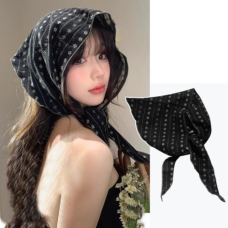 

Цветочный Треугольный Платок Ретро Милая Треугольная Повязка на Голову Элегантная Повязка для Волос Фото для Путешествий Пасторальный Стиль Аксессуары для Волос