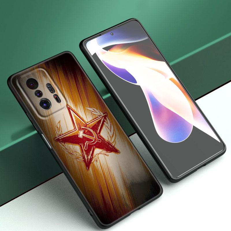 The USSR Flag Symbol Black Silicone Phone Case For Xiaomi Mi 9 SE 8 10T 11 12 13 Lite 9T 11T 12S 12T 13T 14 Pro 5G NE 11i 12X