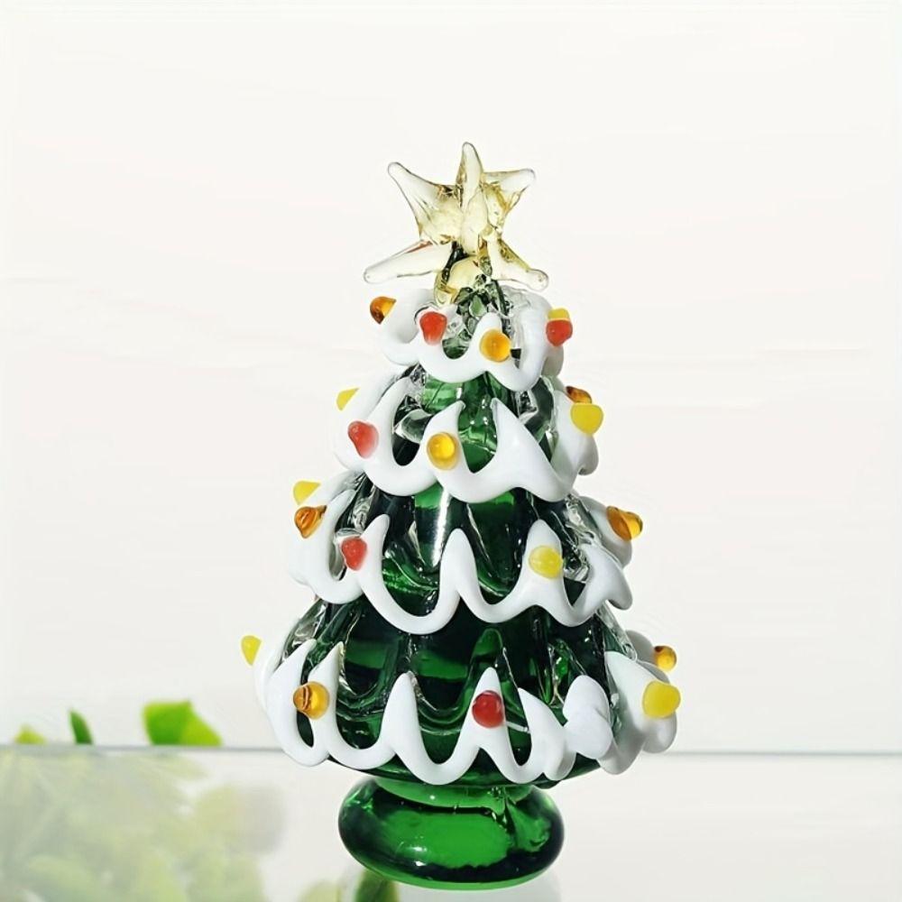 Colorful Glass Christmas Tree Ornament Cartoon Figurines Collectibles Living Room