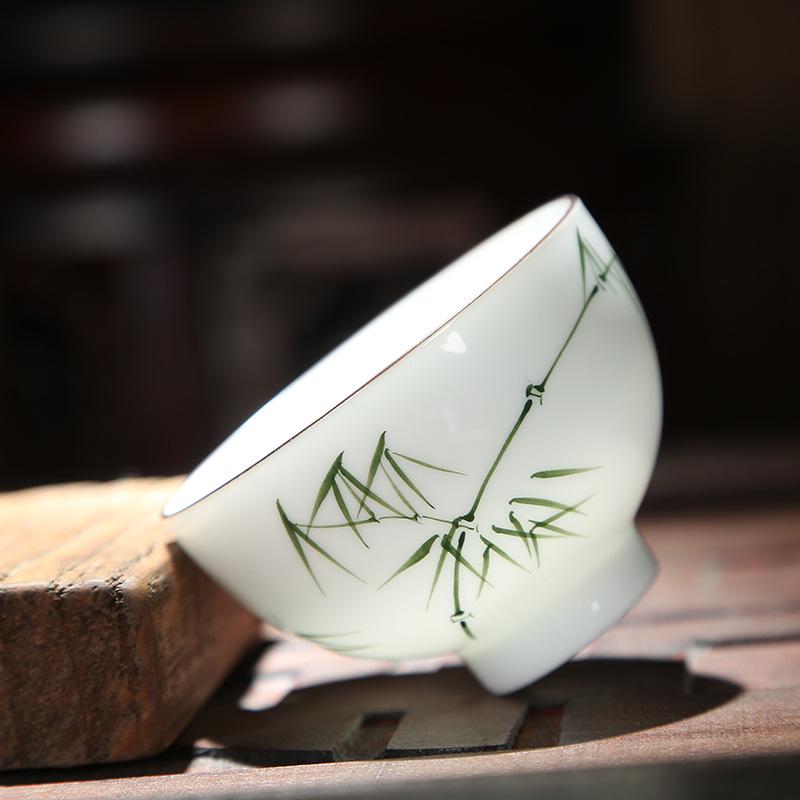 Hand-Painted White Porcelain Gongfu Tea Tasting Cup Gift Set