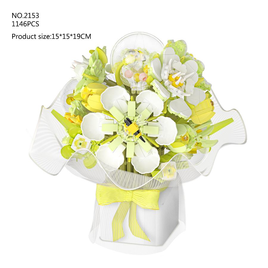 Non-Toxic Creative Diy Hand-Held Bouquet Building Block Sets Flowers Bricks Assembly Toys Children Mother'S Day Valentine'S Day Gifts