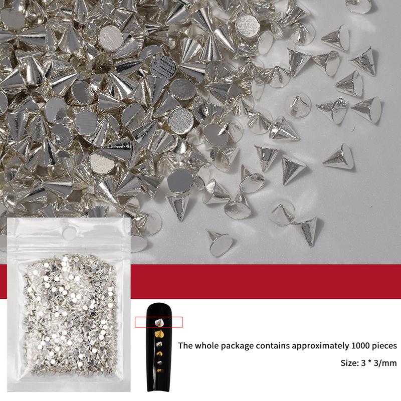 1000Pcs Retro Manicure Charms Punk Metal Rivet Nail Charms 3D Cone Nail Art Studs Stylish Alloy Nails Decoration Accessories