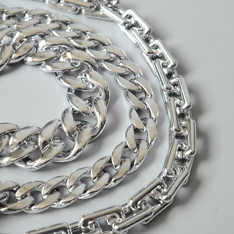 Lanț de accesorii pentru geantă de mână pentru femeie, de înlocuire detașabilă, curea din acril argintiu rece, lanț de rășină solidă pentru umăr pentru femei