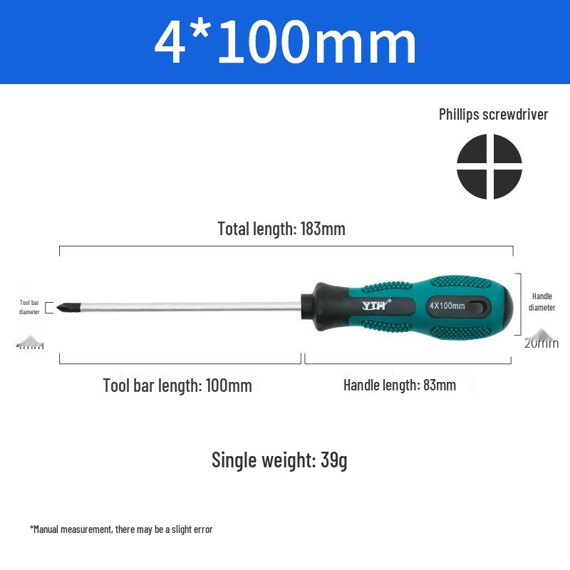 Heavy-Duty Screwdriver Set: Phillips & Flathead, Dual-Use Specialty Tool with Two-Color Handle