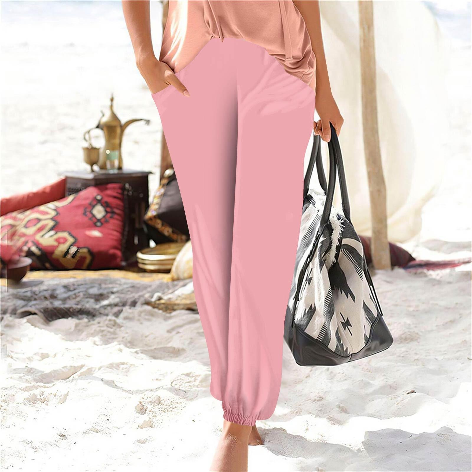 

Женские повседневные модные брюки прямого кроя с карманами L розовый