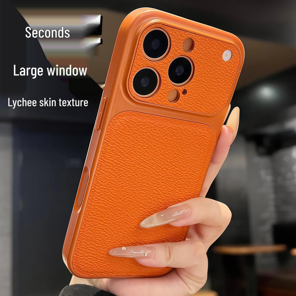 High-Value Lychee Skin Texture Phone Case for iPhone 15/16/17 Pro Max (Autumn/Winter Edition)