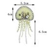 DIY Jellyfish Beads Patches Rhinestone Brooch Badge Sea Animal Appliques  For Clothing Bags Shoes