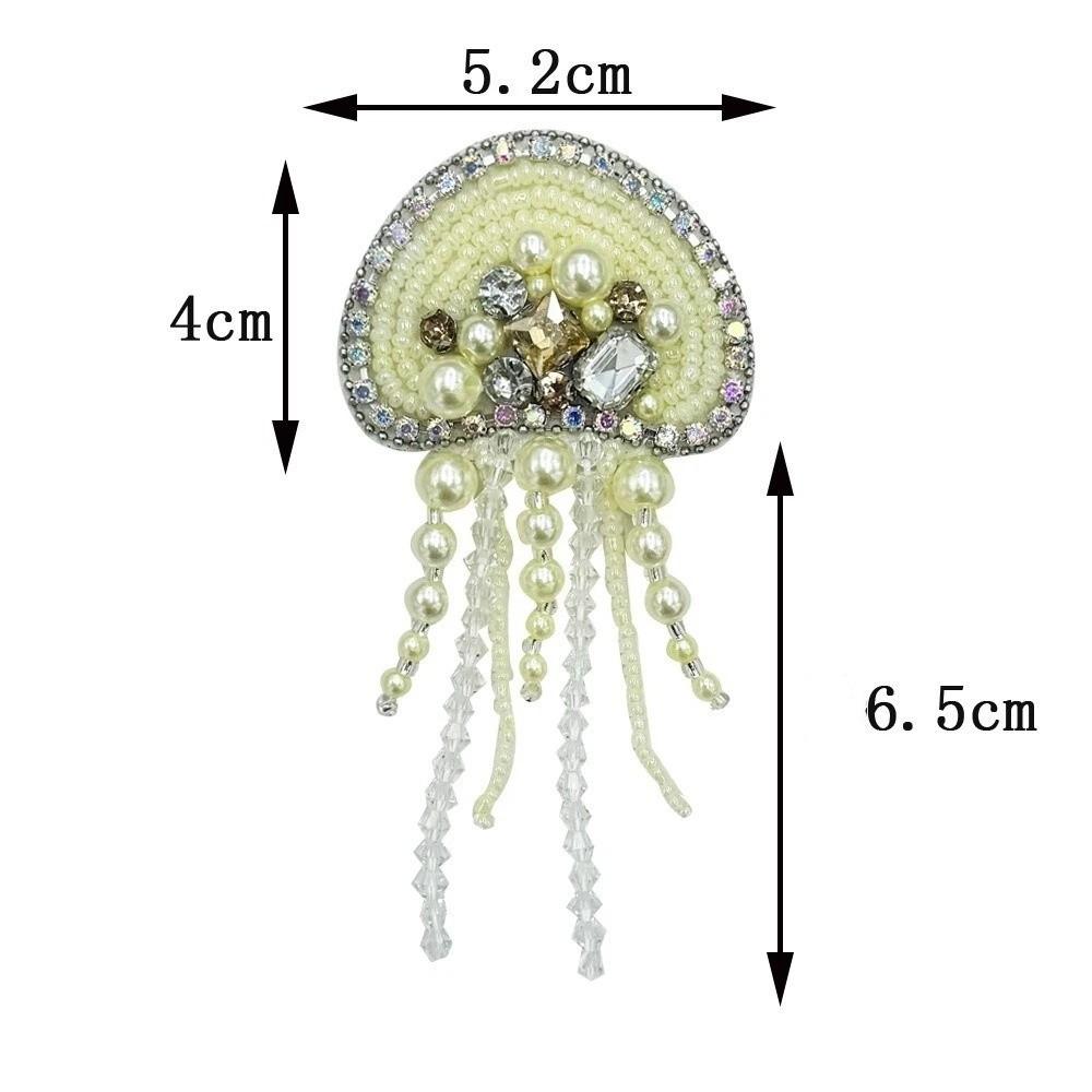DIY Jellyfish Beads Patches Rhinestone Brooch Badge Sea Animal Appliques For Clothing Bags Shoes