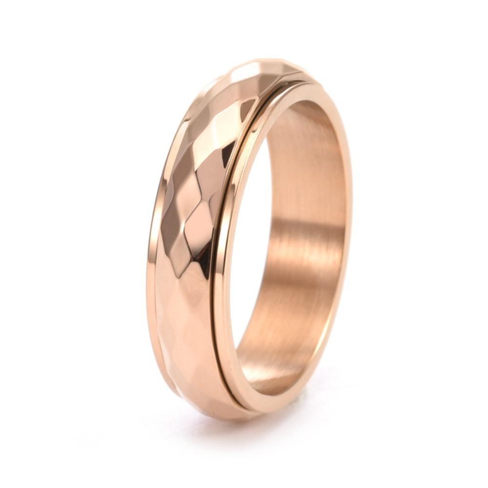 Unisex Titanium Steel Rotating Diamond Ring Wide Narrow Face Trendy Jewelry for Men Women
