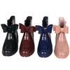 Women's European & American Bow Low Tube Rain Boots - Fashionable Non-Slip PVC for Outdoor Wear.