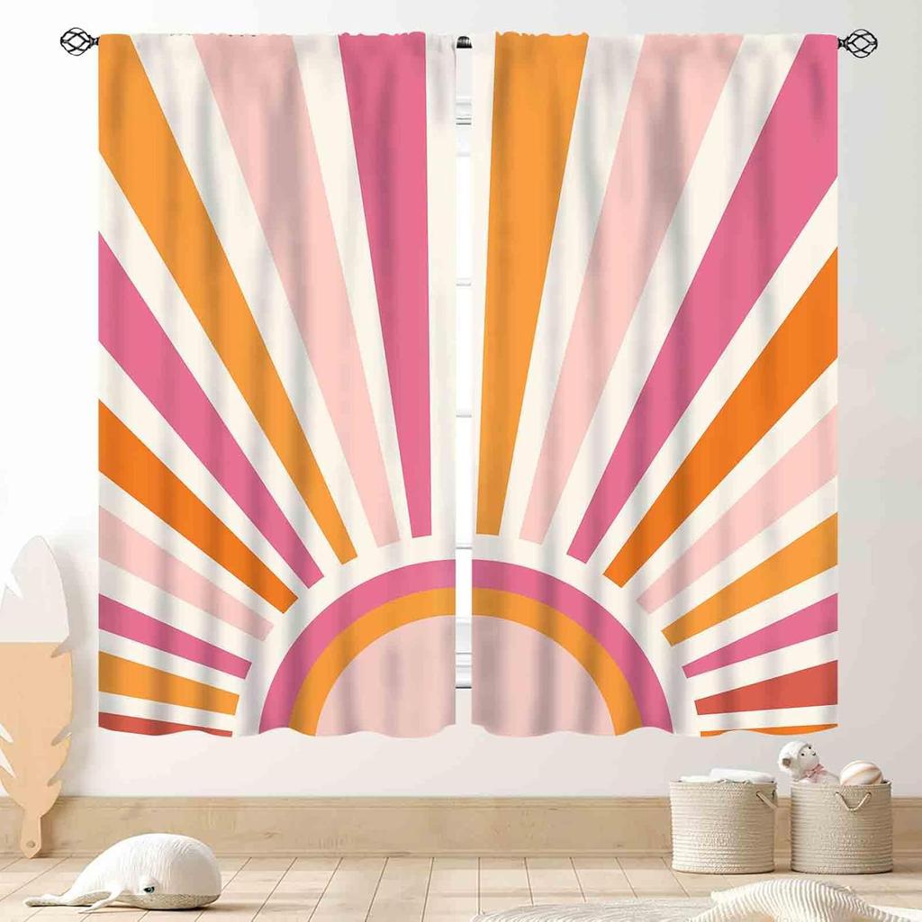 Hippie Mandala Vorhänge, Indisches Medaillon Trippy Boho Paisley Ästhetische Kunst Dekoration Bunte Orange Fensterbehandlung Für