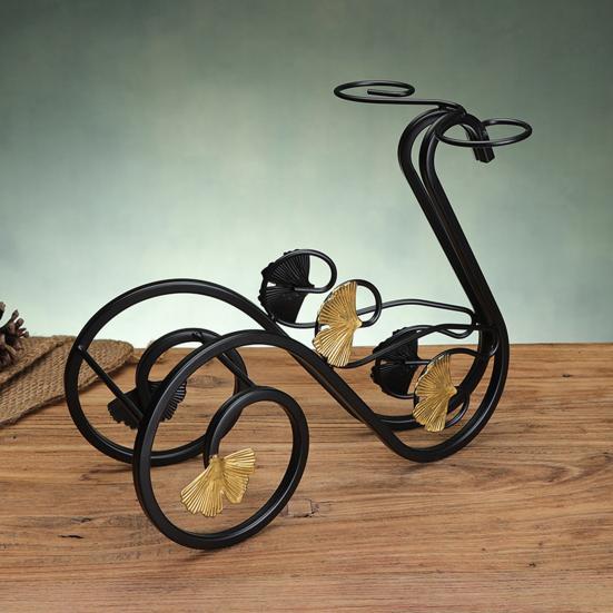 Iron Wine Rack with Glass Holder, Retro Swan Bicycle Wine Stand, Tabletop Red Wine Glass Hanger for Home Bar