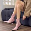 Women's Shoes 2024 High Quality Back Zip Women's Boots Fashion Solid Office and Career Sexy Pointed Toe Ankle BootsZapatos Mujer