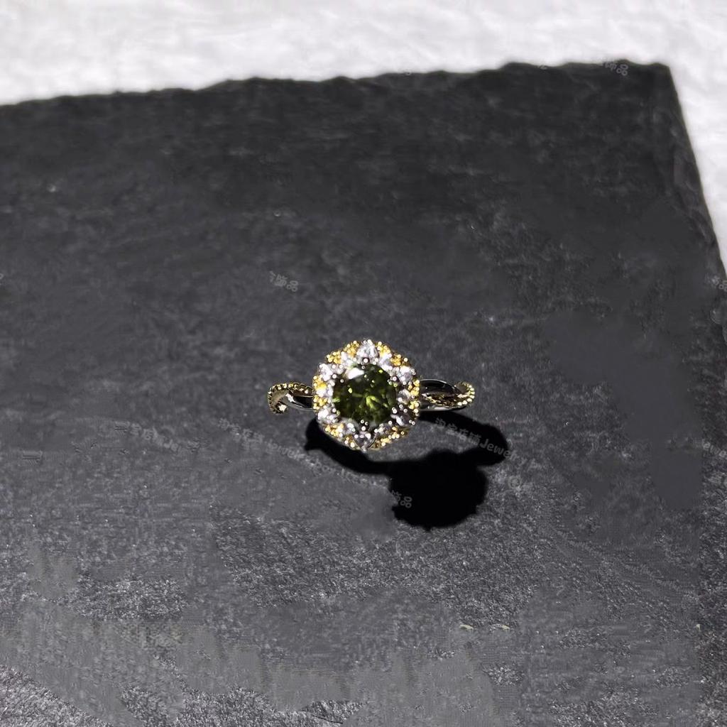 Retro Light Luxury Hand-held Flower Olive Green Brushed Wrap Ring Fashionable and Versatile Temperament