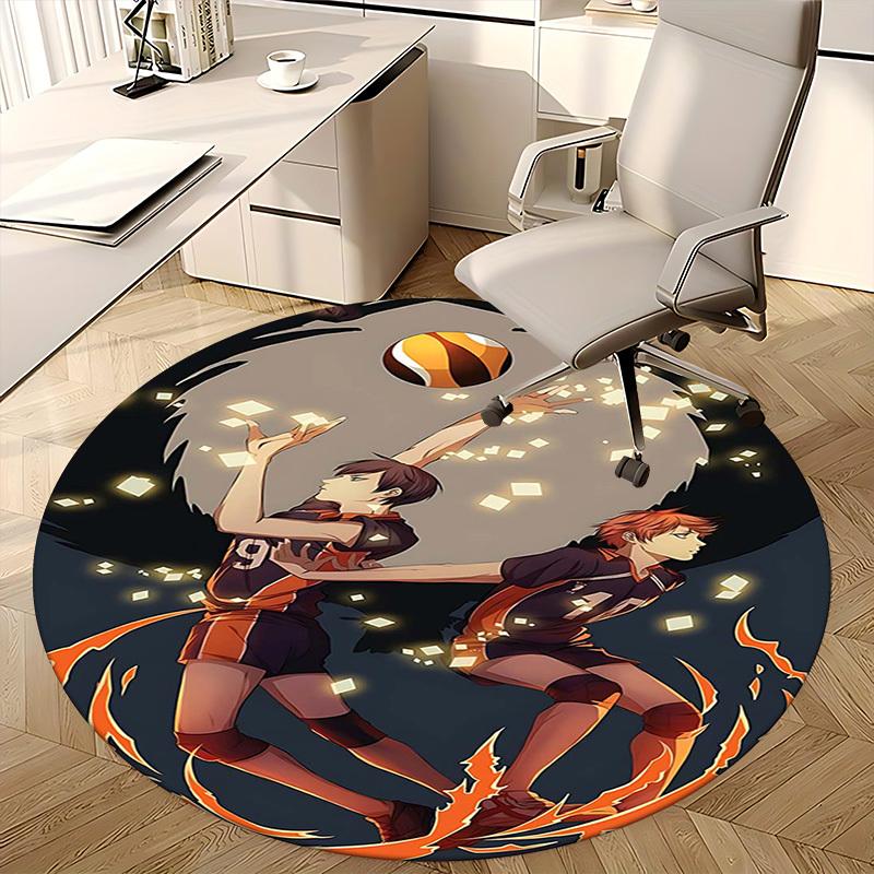1pc Anime Basketball Player Round Carpet - Office Chair Mat, Anti-Slip Rug for Home Decor, Seasonal Gift, Suitable for Office, Living Room