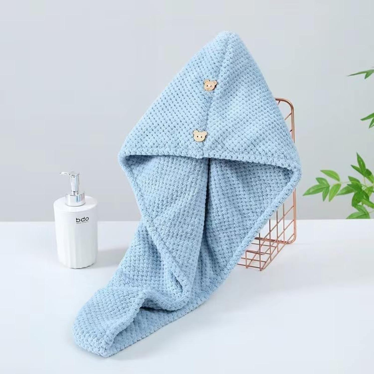 

Женская шапочка-полотенце для быстрой сушки волос: Мягкая микрофибра, супервпитывающая и быстросохнущая, однотонная. синий