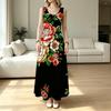 U-Neck Sleeveless Floral Print Maxi Dress Comfy & Versatile,Perfect for Daily Casual Wear & Vacation Travel Photos