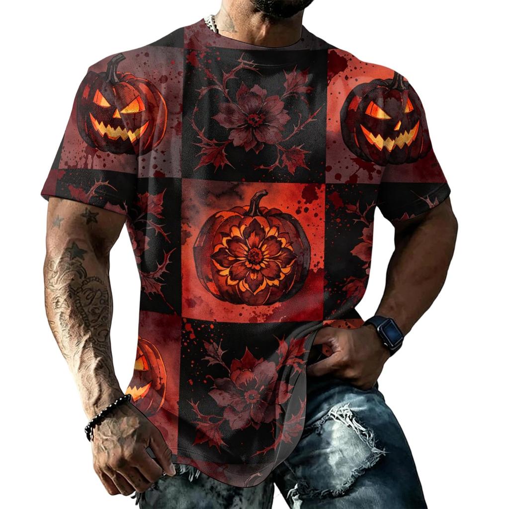 Men's Halloween T-Shirt Short Sleeve Round Neck Printed Tee for Casual Wear