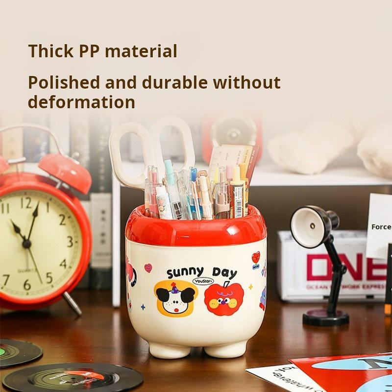 1pc Creative Cartoon Pencil Holder Adorable Divided Compartments High-Quality Plastic Pencil Case Student & Office Pencil Holde