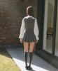 HYBERNAT Pleated Skirt Slim Vest Dress Gray