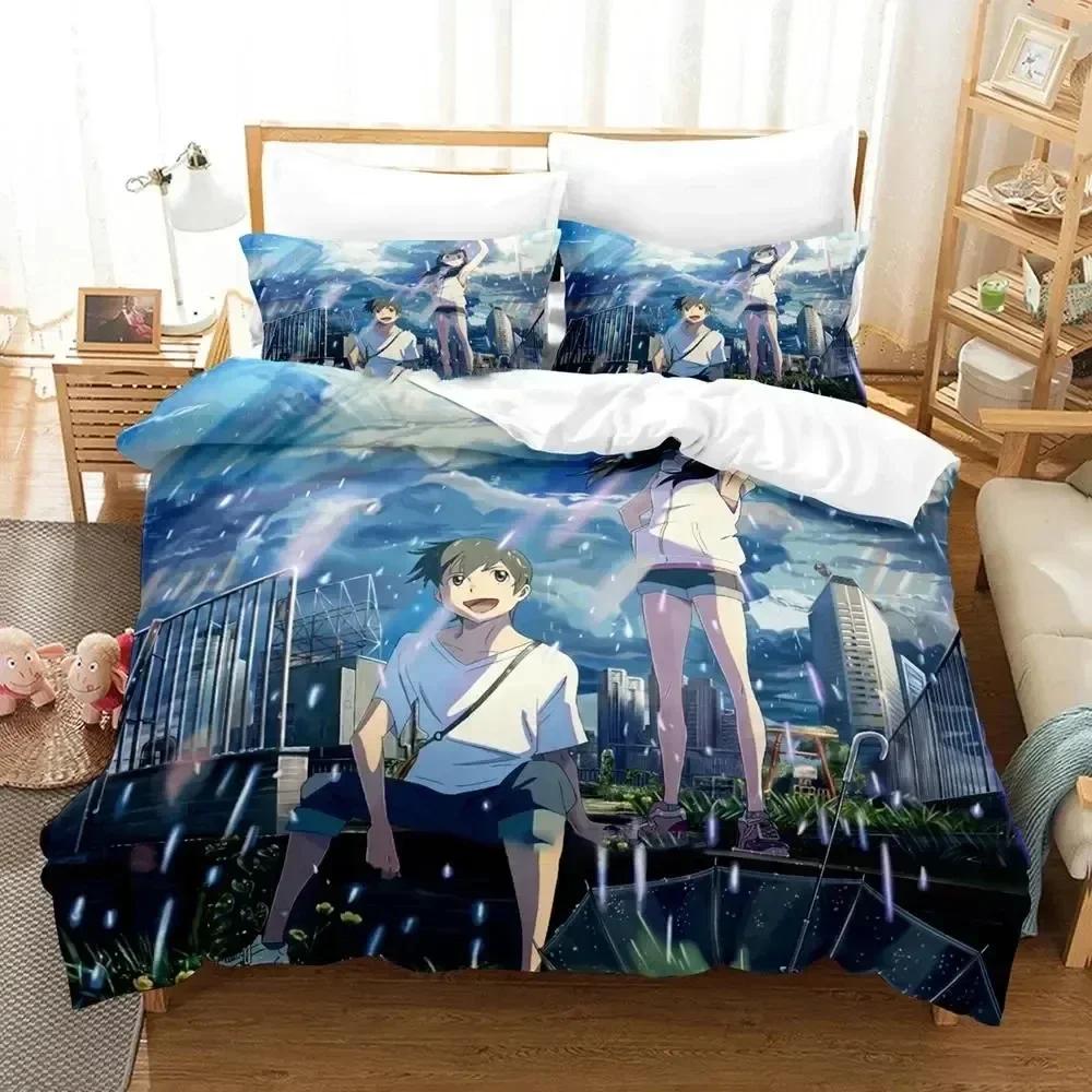3D Anime Cute Weathering with You Bedding Set Duvet Cover Quilt Cover Pillowcase Comforter King Queen Size For Boys Adult