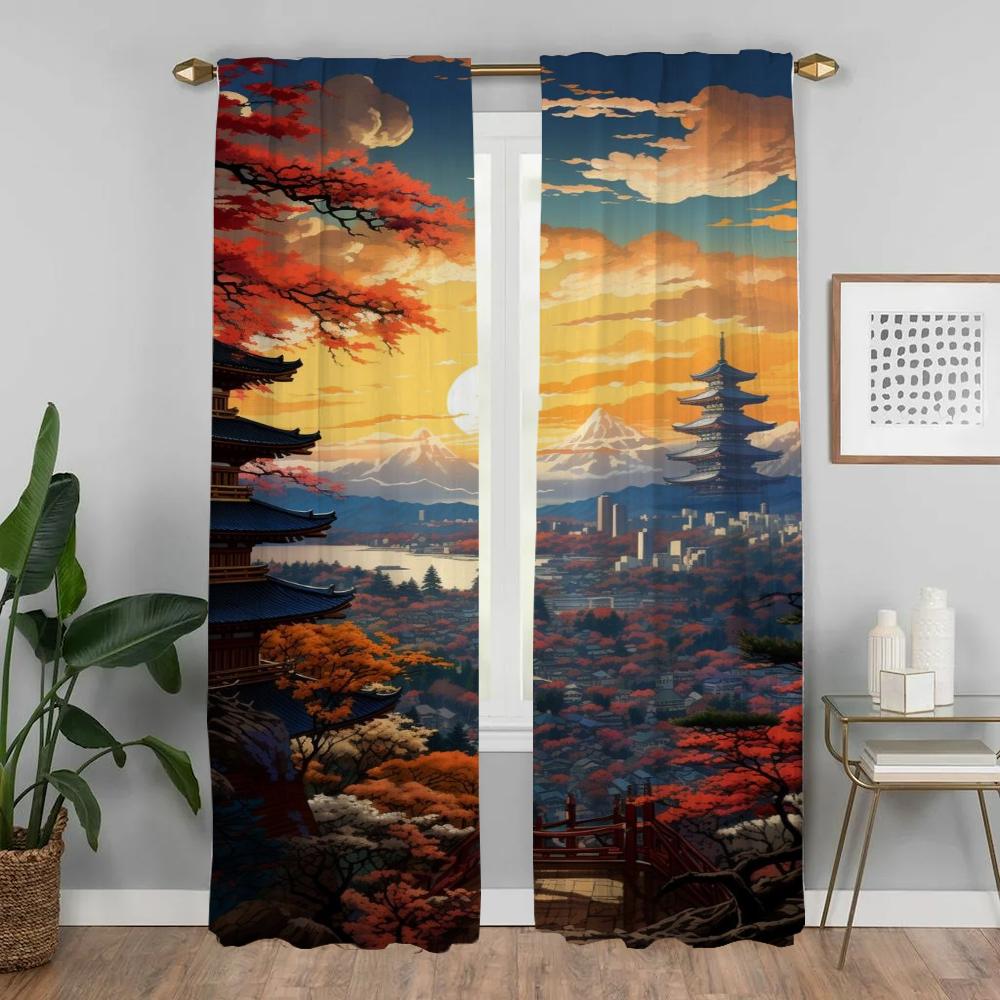 Curtains for Living Room Curtain for Room 2 Panel Japan Style Shades Halloween Decoration Partition Home Interior Curtains Child