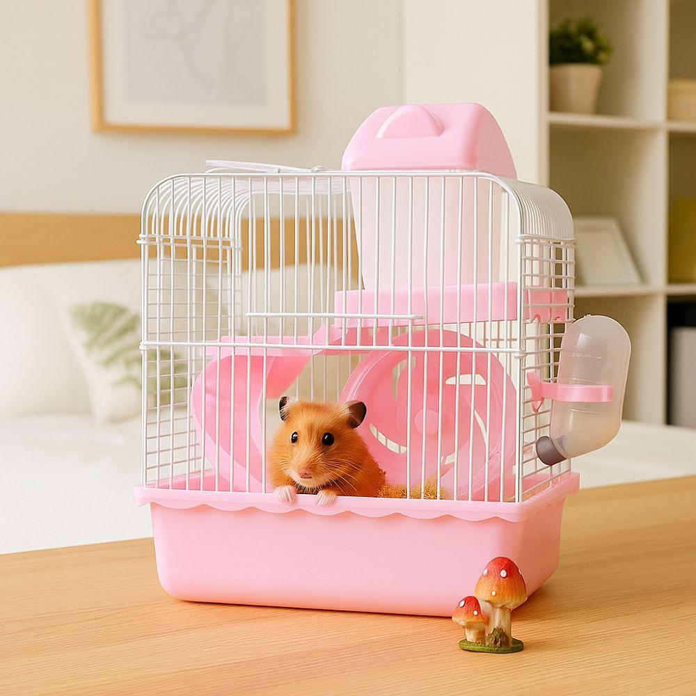 Removable Hamster Habitat Cage Feeding Bottle Hamster Nest Pet Castle Cage  Small Animals