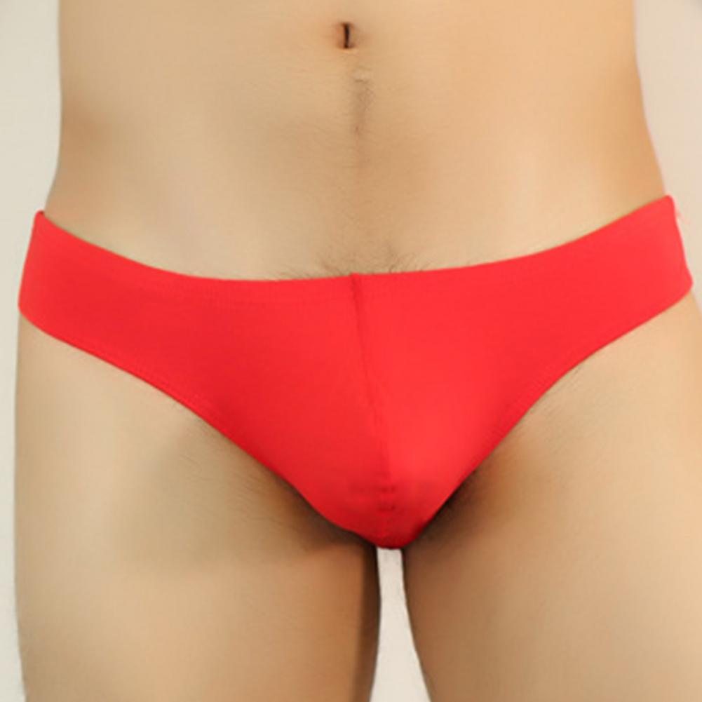 Men Sexy Thong Solid Color T-String Three-Point U Convex Bag Briefs Low-rise Elastic Breathable Panties