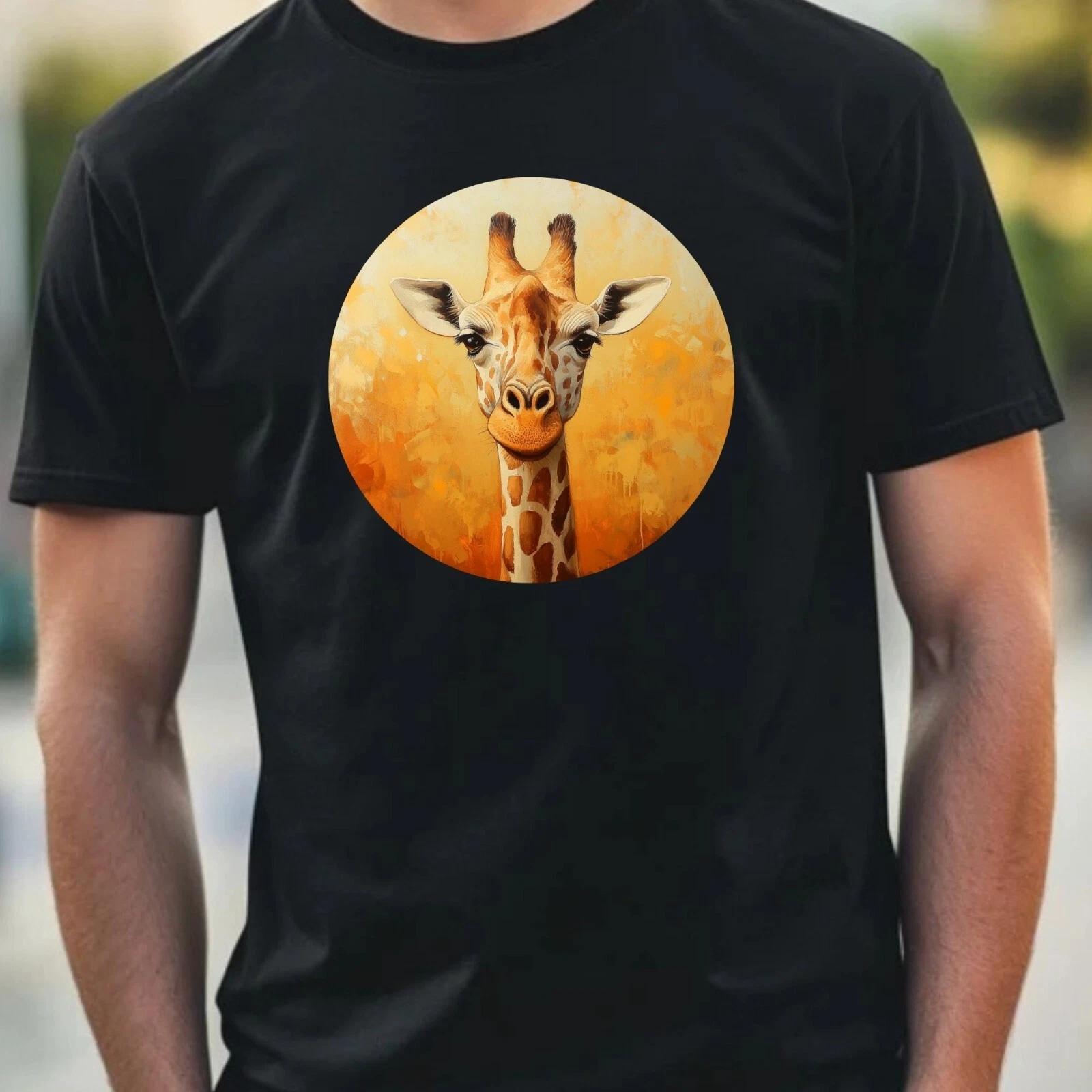 T-Shirt Herren Giraffe Portrait Motiv Baumwolle Größe XS bis 5XL L