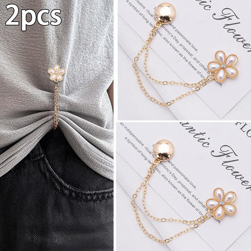 2Pcs Multi-Function Magnetic Clothing Clip With Chain Metal Buttons Clip Clothes Scarf Trouser Legs Cuff Fixing Magnet Pin