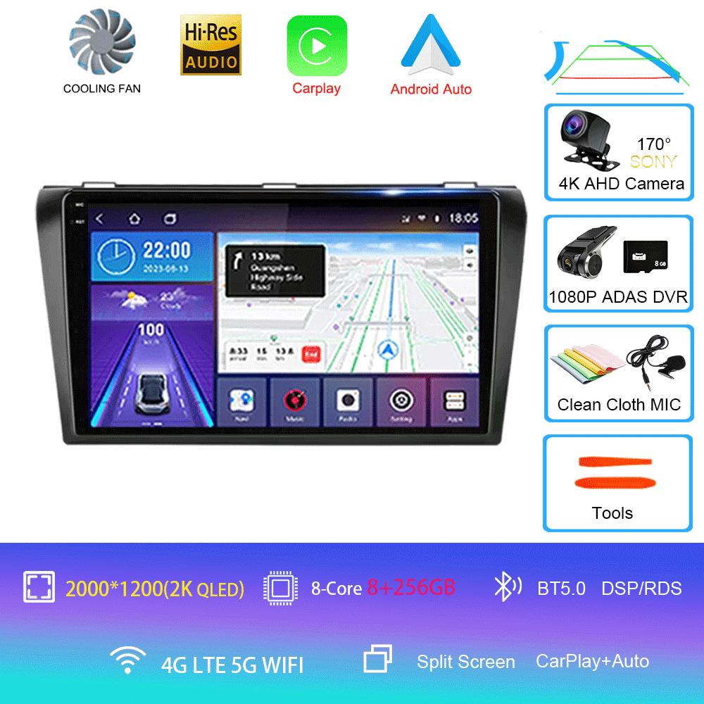 2 Din Car Radio Android 14 For Mazda 3 2004-2009 Multimedia Player Stereo Navigation with BOSE Carplay Speakers Head Unit Video