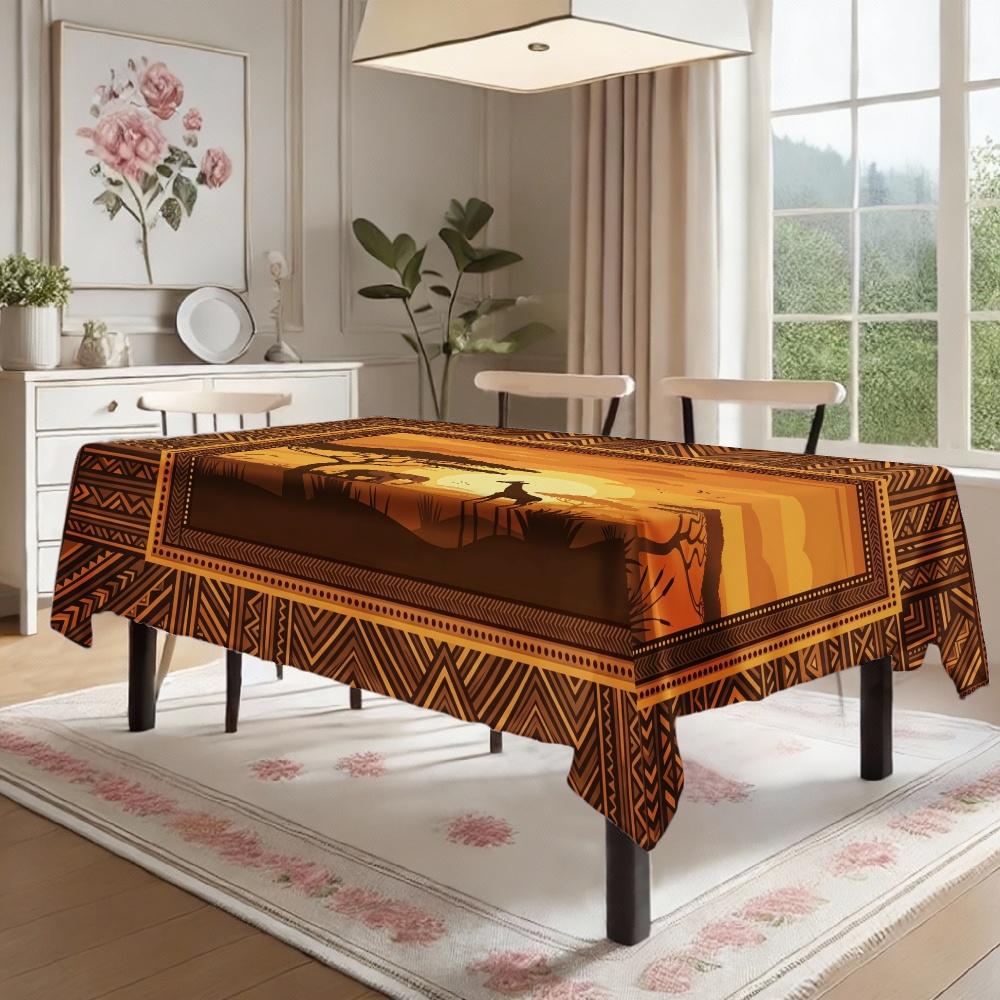 Tovaglia Rettangolare Tramonto Safari Africano per Decorazione Tavola Cucina Sala da Pranzo Impermeabile Riutilizzabile per Tavoli Matrimoni