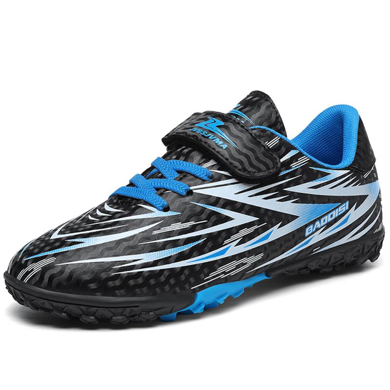 Gutter/Barn Gummi Sklisikre Korte Pigger Borrelås Snøring Kunstgress Fotballsko for Gutter