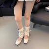 4 cm Korean niche design cool boots children's 2025 new summer bow ballet pleated pile boots~