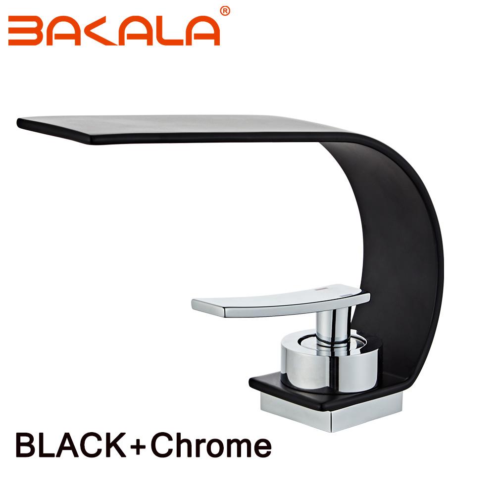 BAKALA Bathroom Basin Faucet Black/Chrome/White Brass Material Sink Mixer Tap Hot & Cold Sink Faucet Bathroom Lavotory Faucet