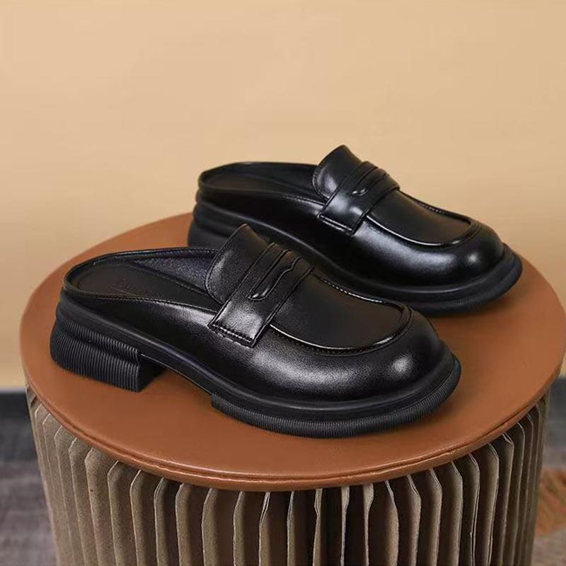 New Thick Bottom Round Head Rear Air Mouller Slippers for Women's Flat Flat Casual Cool Slippers