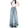Spring Summer Multi Pocket Cargo Relaxed Wide Leg Trendy Denim Pants Ladies Casual Pants Oversize Denim Trousers